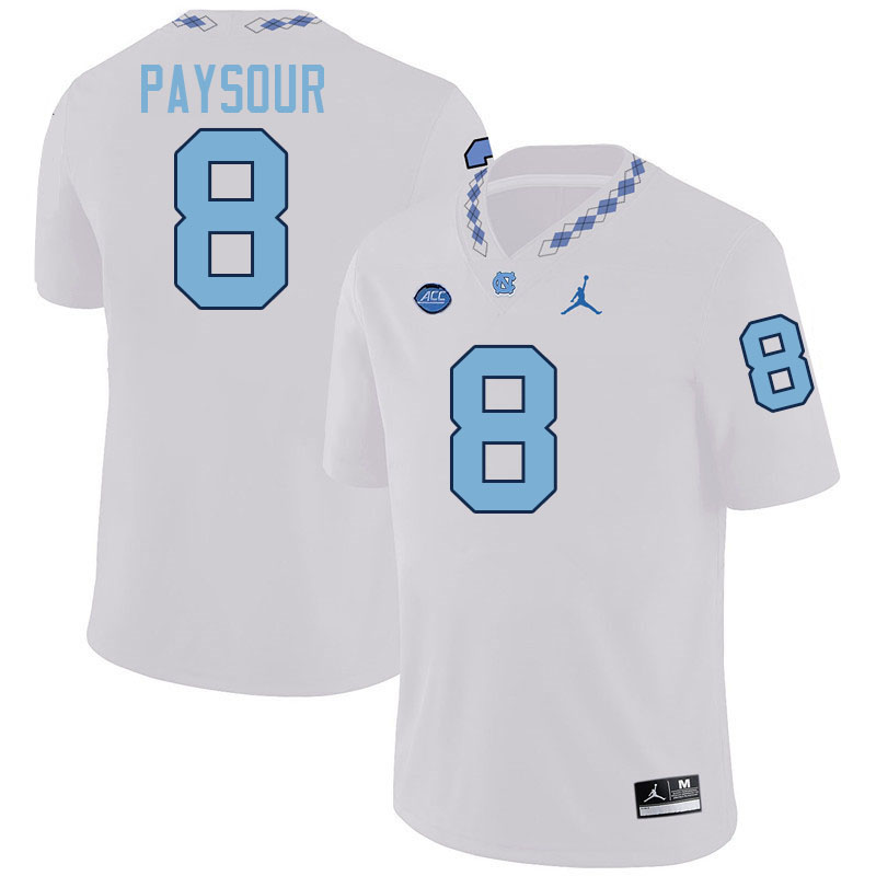 #8 Kobe Paysour North Carolina Tar Heels Jerseys,Apparels,Uniforms Stitched-White